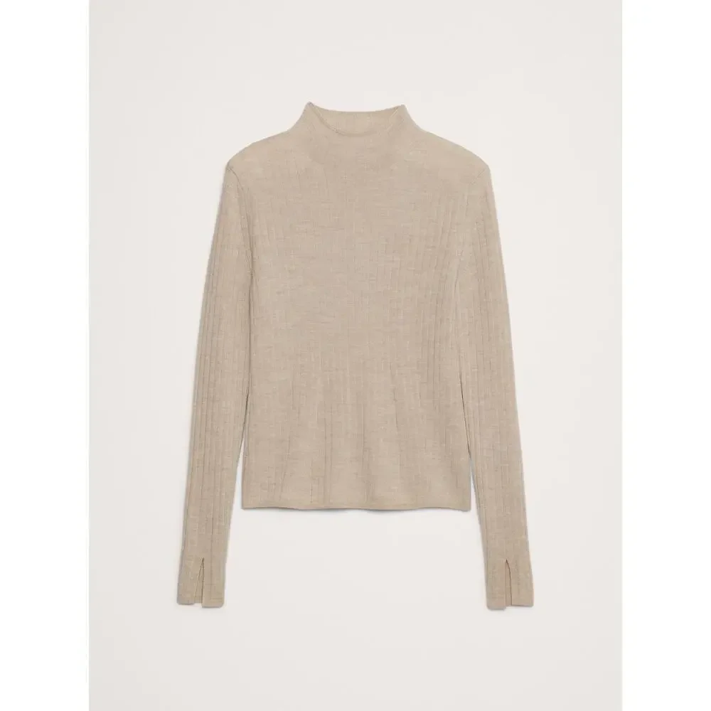 Banana Republic Ribbed Merino Movk-Neck Sweater in RED, size L, NWT! - Picture 3 of 11
